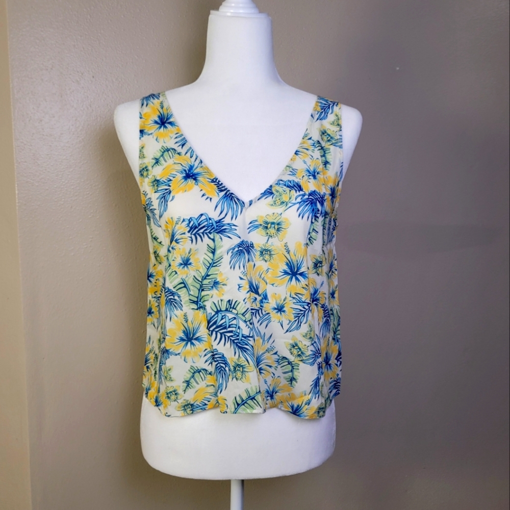 Aritzia Wilfred Free Kempner Lightweight Tie Back Flyaway Tank Top Tropical Sm